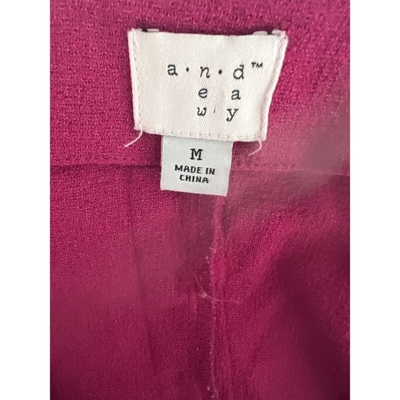 A New Day fuschia Pink v neck cuffed sleeve Midi Sheath Dress size Medium - Picture 8 of 9